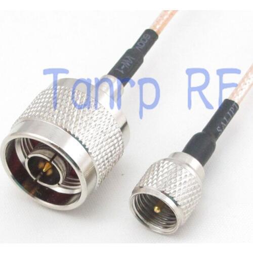 2PCS 20INCH MINI UHF male plug to N male plug RF adapter connector 50CM Pigtail coaxial jumper cable RG316 extension cable