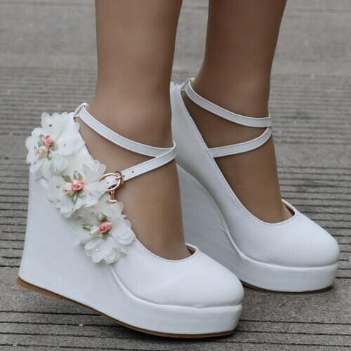 2021 spring slope heel high heel shallow mouth womens single shoes white dress shoes large size bride bridesmaid wedding shoes