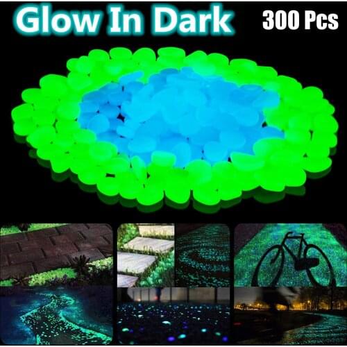 300 Pcs Glow In The Dark Pebbles Garden Rocks Luminous Stones for Indoor Outdoor Yards Lawns Walkways Driveway Plants Aquarium