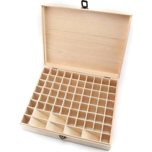 74 Grid Wooden Essential Oil Box Essential Oil Storage Box Solid Gift Box 896A