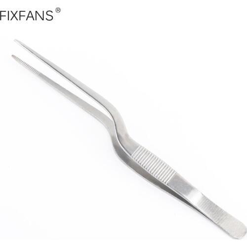 8 Inch 20cm Long Stainless Steel Precision Tweezers Tongs Offset Tip Non-slip Handle for Cooking Beauty Electronics Repair