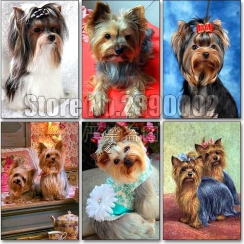 Diy Diamond Painting Animal Full Square Drill Diamond Mosaic Yorkshireterrier Picture Dog Rhinestones Needlework Embroidery