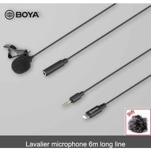 BOYA M2 M3 Cardioid Lavalier Lapel Clip-on Microphone with 3.5mm TRS Cable Detachable Compatible with Type-X/iOS Smartphones MIc