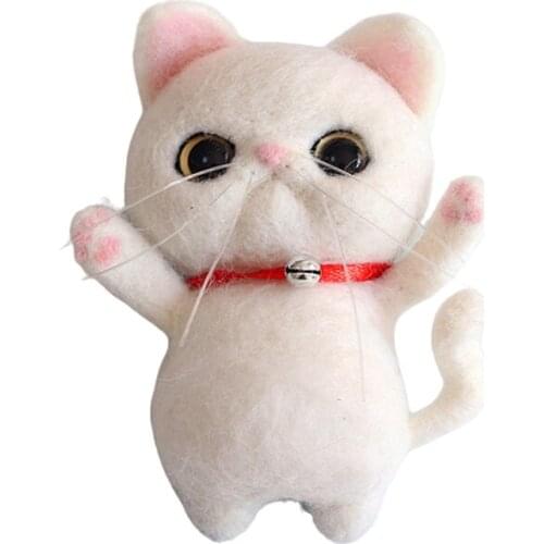 Brooch Cat Needle Felting Kit for Beginner handmade Wool for felting Craft Kits Creativity Kit DIY Set English Manual (Cat C)