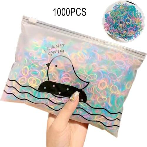 Colored Small Rubber Elastic Hair TiesWomen Girl Elastic Hair Tie Band Spring Color Ponytail Bracelet Rope Rubber String