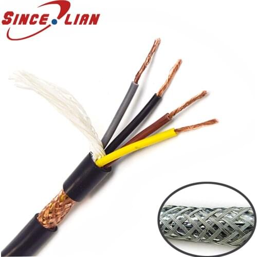 Original RVVP Wire 2Meters Pure Copper RVVP4 Shielded Wire Control Cable 4core /0.3/0.5/0.75/1/1.5/2.5MM2 square signal wire