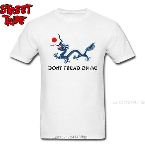Dragon Print T-shirt Men Chinese Style Tshirt DONT TREAD ON ME QING DYNASTY CHINA EMPIRE Designer T Shirt Top Tees White