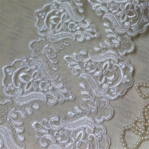 Delicate 6Meter 21cm Ivory Fabric Flower Venise Venice Lace Trim Applique Sewing Craft LW0363