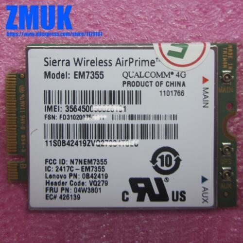 EM7355 Gobi5000 LTE/EVDO/HSPA+ 42Mbps NGFF Card For Lenovo Thinkpad X240 T431s T440 T440s T440p T540P W540 Series,FRU 04W3801