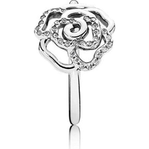 S925 sterling silver inlaid zircon rose ring manufacturers spot wholesale Korean jewelry