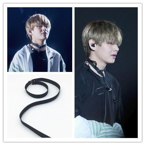 Kpop Bangtan Boys V Long Choker Necklace Fashion Belt Necklace for Men Women Idol Kim Tae Hyung same Jewelry Collier Party Punk