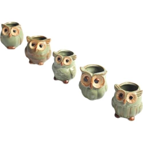 Creative Succulent Flowerpot Cute Cartoon Owl Shaped Ceramic Flower Planter Garden Decor Supplies Home Desktop Decoration