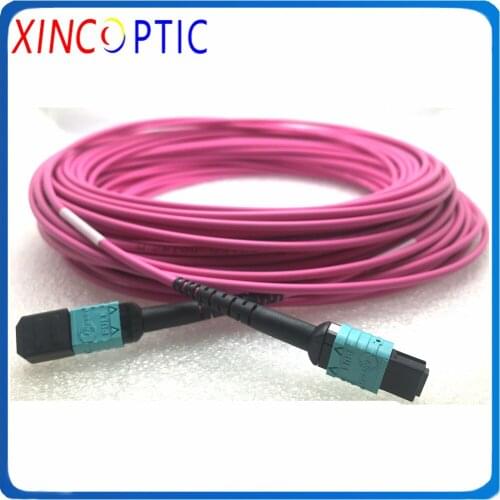 MPO/F-MPO/F-12C-3.0-OM4-20M-LSZH-Pink-A/C/B Type,12Cores MPO Female-MPO Female 3.0mm Mini Round Fiber Optic Patch Cord Cable