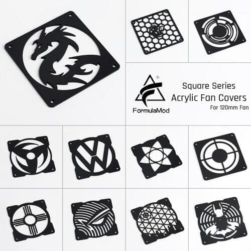 FormulaMod Fm-FanCover, Acrylic Square Fan Covers, Fan Cover For 120mm Fans, Fan-Square-Series
