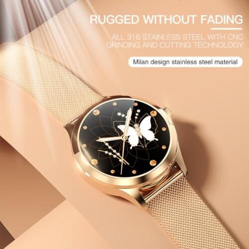 LW07 Smart Watch Women IP68 Waterproof Bluetooth Call Smartwatch Bracelet Heart Rate Monitor Message Reminder Watch Metal Strap