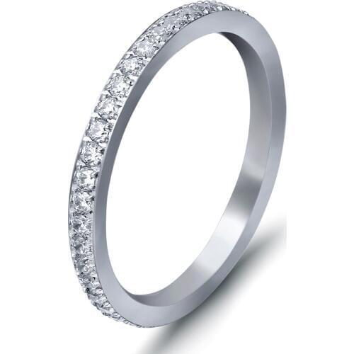 Full Small CZ Zircon Channel Setting Stainless steel Engagement Rings for women