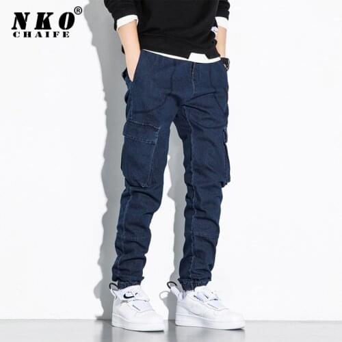 CHAIFENKO Brand Plus Size Jeans Men New Fashion Hip Hop Streetwear Joggers Trousers Pants Men Casual Harajuku Cargo Jeans M-8XL