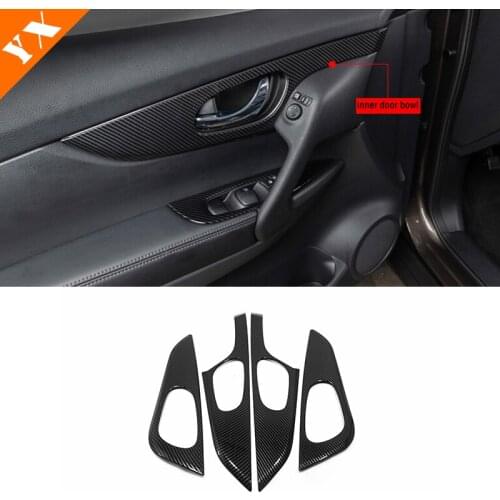 2015 16 17 18 19 2020 Inner Door Handle Bowl Cover Trim ABS Carbon fiber for Nissan Qashqai J11 Sport Rogue Interior Mouldings