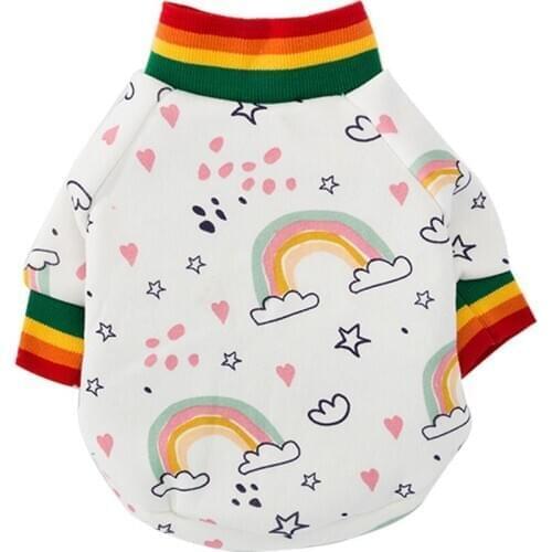 New Dog Sweater, Cute Style Puppy Autumn/winter Sweater, Rainbow Cloud Two-legged Clothes, Cat Clothes Plus Velvet Pet Clothes