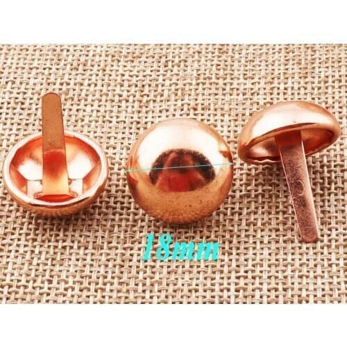 40pcs Rose Gold Purse Feet Round Dome Cone Rivet Round Post Caps handbags Bags Belts 18mm Leather craft Purse Feets