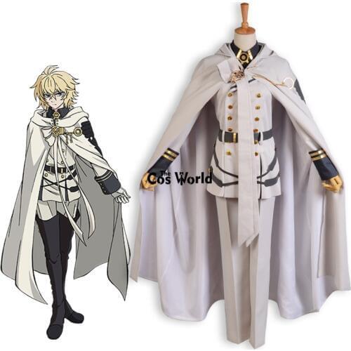 Seraph Of The End Mikaela Hyakuya Military Uniform Cloak Coat Shirt Pants Outfit Anime Cosplay Costumes