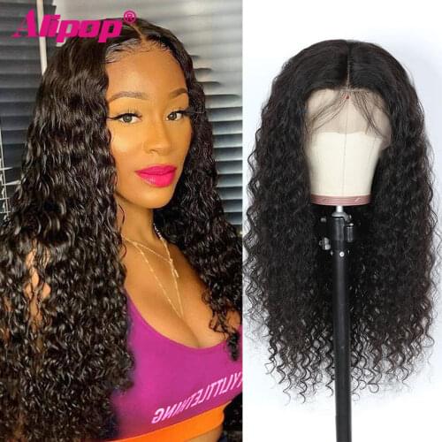 250% Water Wave Lace Front Wig Transparent Lace Wigs For Women Cheap Human Hair Wigs Brazilian Remy T-Part Curly Human Hair Wig