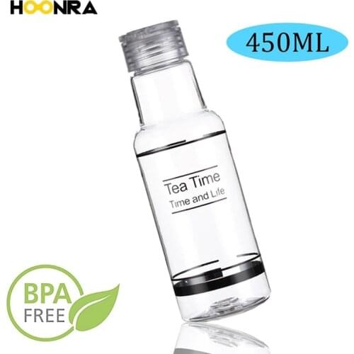 HOONRA Plastic Water Bottle 450ML Leak Proof Seal Bottle BPA Free Outdoor Drinking Water Bottle Portable Sports Drinkware