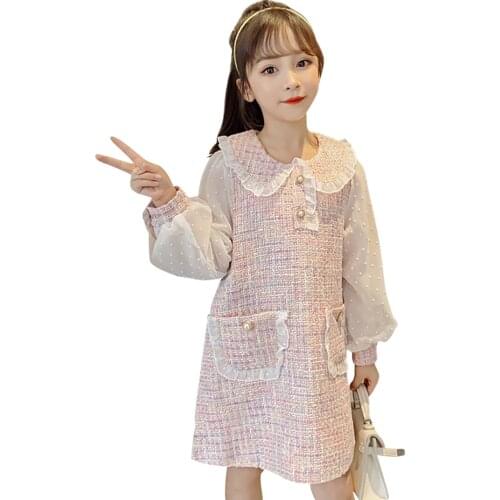 Girl Dress Plaid Pattern Dress Girls Casual Style Dress For Kids Spring Autumn Costumes For Girls 6 8 10 12 14