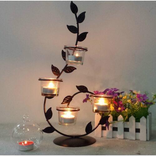 Tree branch Candlestick olive leaves candelabra decor leaves candle holders Home Decor Iron Hanging Lantern Candle Wedding Decor
