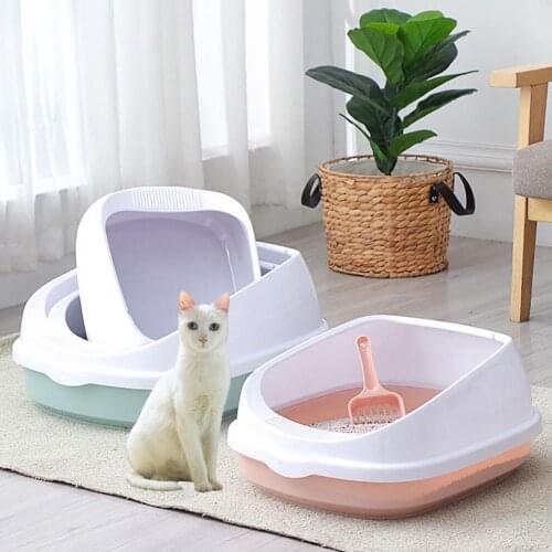 Pink Semi-Enclosed Anti-Splash Detachable Pet Cats Sand Litter Box Scoop Toilet Tray Cleaning Tools For Covering Important Parts