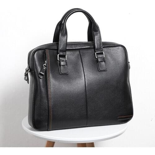 Mens Briefcase Genuine Leather Totes Bag for Documents Leather Mens Shoulder Bag Male Cow Skin Business Messenger Bag