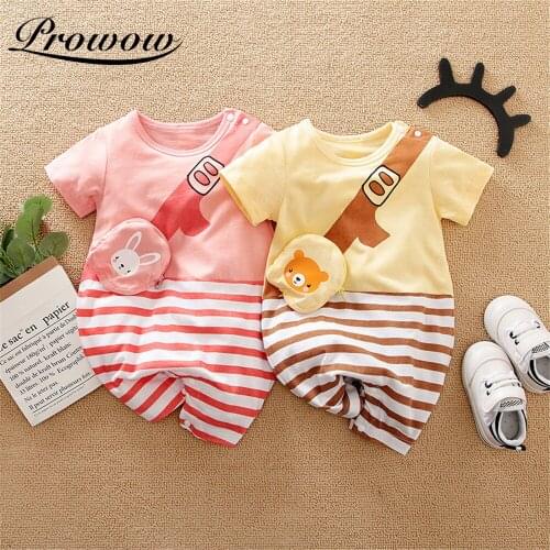 Prowow Babys Rompers Cartoon Newborn Jumpsuit For Kids Baby Clothing Stripe Baby Overalls + Baby Bag Unisex Infant Outfits 2021