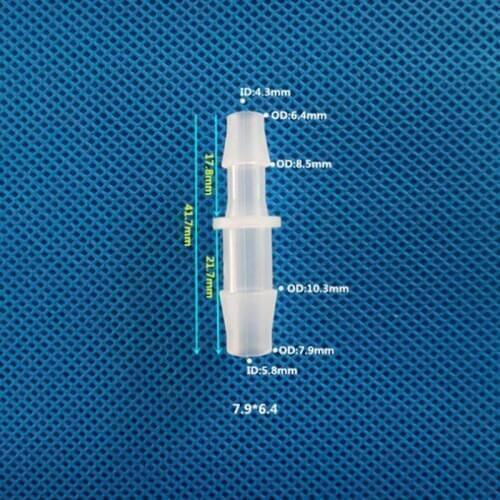 7.9mm to 6.4mm Plastic Pipe Fitting Pagoda Barbed Straight Reducing Hose Connector Tube Joint for Garden