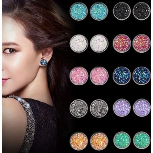 Geometric Circular Grinding Fantasy Star Time Precious Stones All Over The Sky Star 12 Mm Stainless Steel Stud Earrings