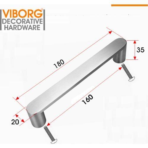 VIBORG Deluxe 160mm Solid 304 Stainless Steel Modern Kitchen Cabinet Cupboard Door Wardrobe Handles Drawer Pull Handle, SV728