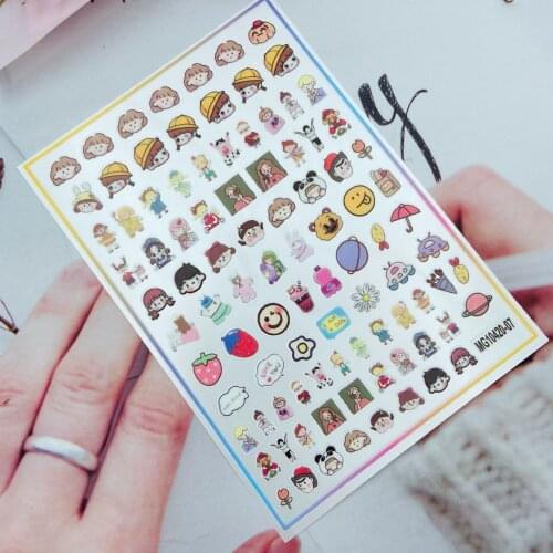 DIY Japanese Style Thin Light Traceless Nail Stickers Lovely Carton Girls& Boys Back Glue Adhesive Dry Nail Decals Manicure