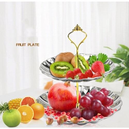 Three-tier Metal Cake Stand Gold/Silver Fruit Plate Snack Box Party Birthday party Desktop Decoration