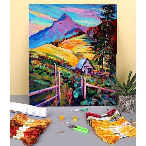 Landscape Printed 11CT Cross-Stitch Embroidery Patterns DMC Threads Knitting Handicraft Needlework Handmade Home Decor Package