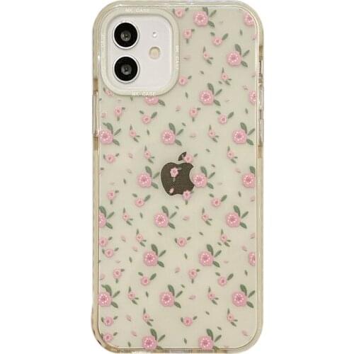 Vintage Floral Print Transparent Case for iPhone 12 Pro Max Back Phone Cover for 12Mini 11 Pro Max X XS XR 8 7 Plus SE 2020 Capa