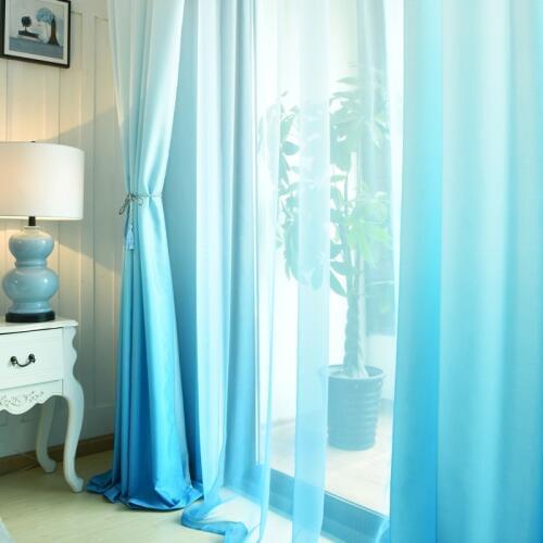 Curtains Special Offer Direct Selling Yarn Dyed Semi-shade Thick Gradient For Bedroom Ocean Cloth Tulle For Windows Panels A77