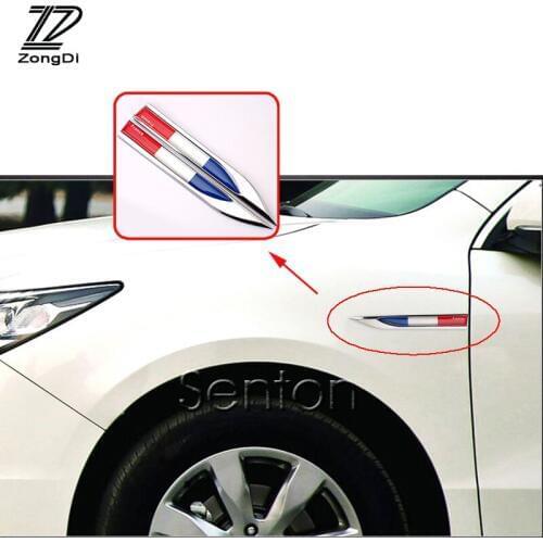 ZD 2pcs Car sticker Flag Metal fender side Labeling Bodywork for BMW E46 E60 Ford focus 2 Mazda 3 Volkswagen Polo Golf 4 Skoda
