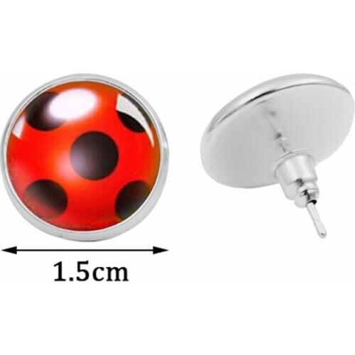 2020 New Ear Clip Ladybug Earrings Cosplay Ladybug Circle And Ladies Ladies Polka Dot Earrings Girls Party Gifts Anime Jewelry