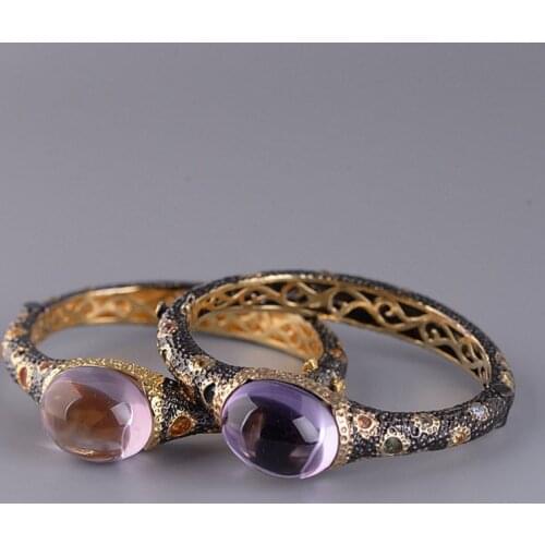 925 Sterling Silver color Thai Enamel Red corundum Womens Bangle&bracelet Traveling noble temperament Bangel Jewelry Gifts