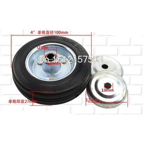 1PCS Replacement Platform Lorry lndustrial Caster Cart Luggage 4" 10cm Wheel 10/12mm Hole 100x12/10x27mm Rubber Alloy