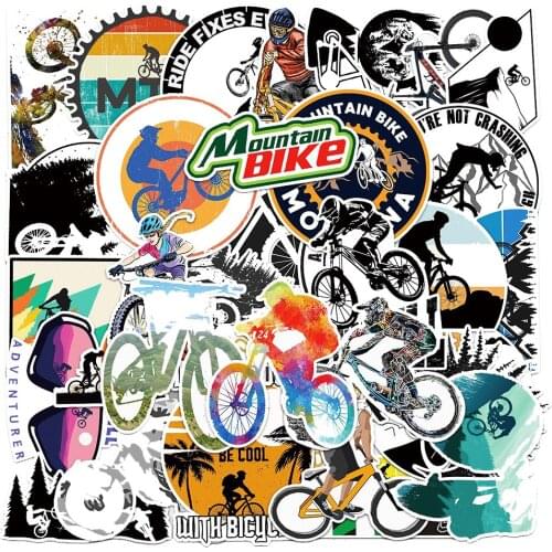 10/30/50PCS Mountain Bike Stickers Waterproof Outdoor MTB Bicycle Decal DIY Laptop Skateboard Luggage Cool Vinyl Sticker Kid Toy