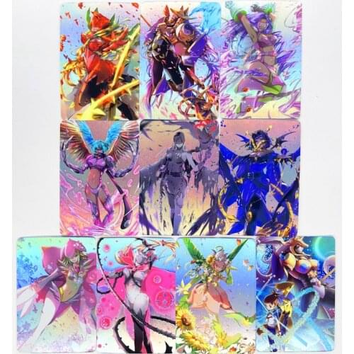 10pcs/set Digimon Digital Monster Angewomon Toys Hobbies Hobby Collectibles Game Collection Anime Cards