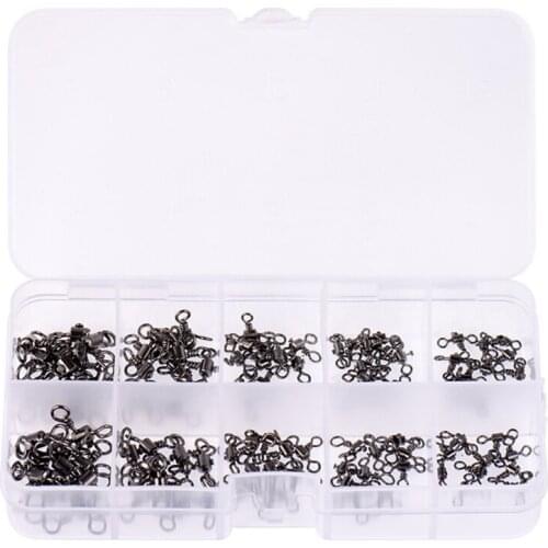 100PCS Fishing Swivels Carabiners Barrel Bearing Rolling Solid Ring Fishing Lure Connector Carp Tackle Accessories