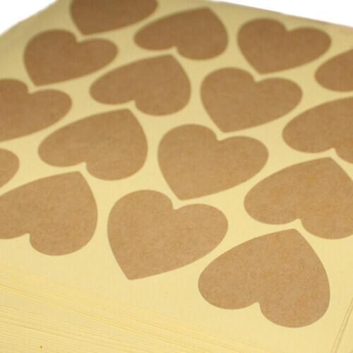120pcs Heart Shaped Blank Kraft Paper Stickers Seal Labels Gift Lables Stickers Gift Wrapping