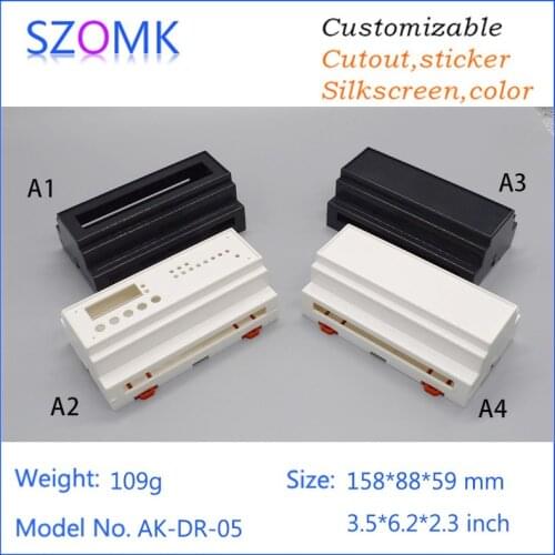 2 pc, hot selling abs plastic box enclosure electronics industrial box 158*88*59mm szomk din rail box wall mount project box