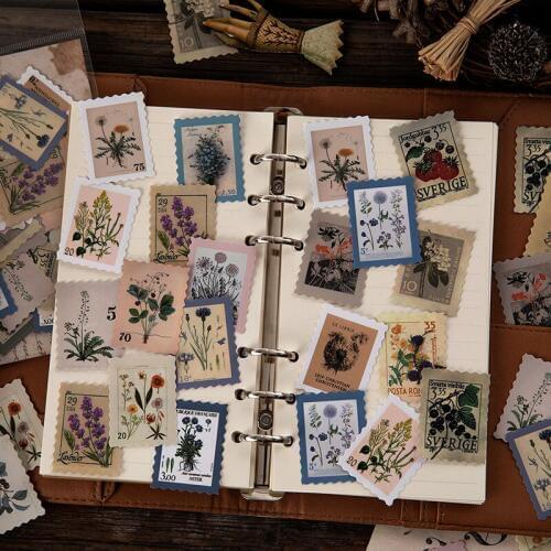 23PCS Museum sticker pack vintage stamp plant flowers Scrapbooking stickers kids toys book Decorative sticker DIY Stationery